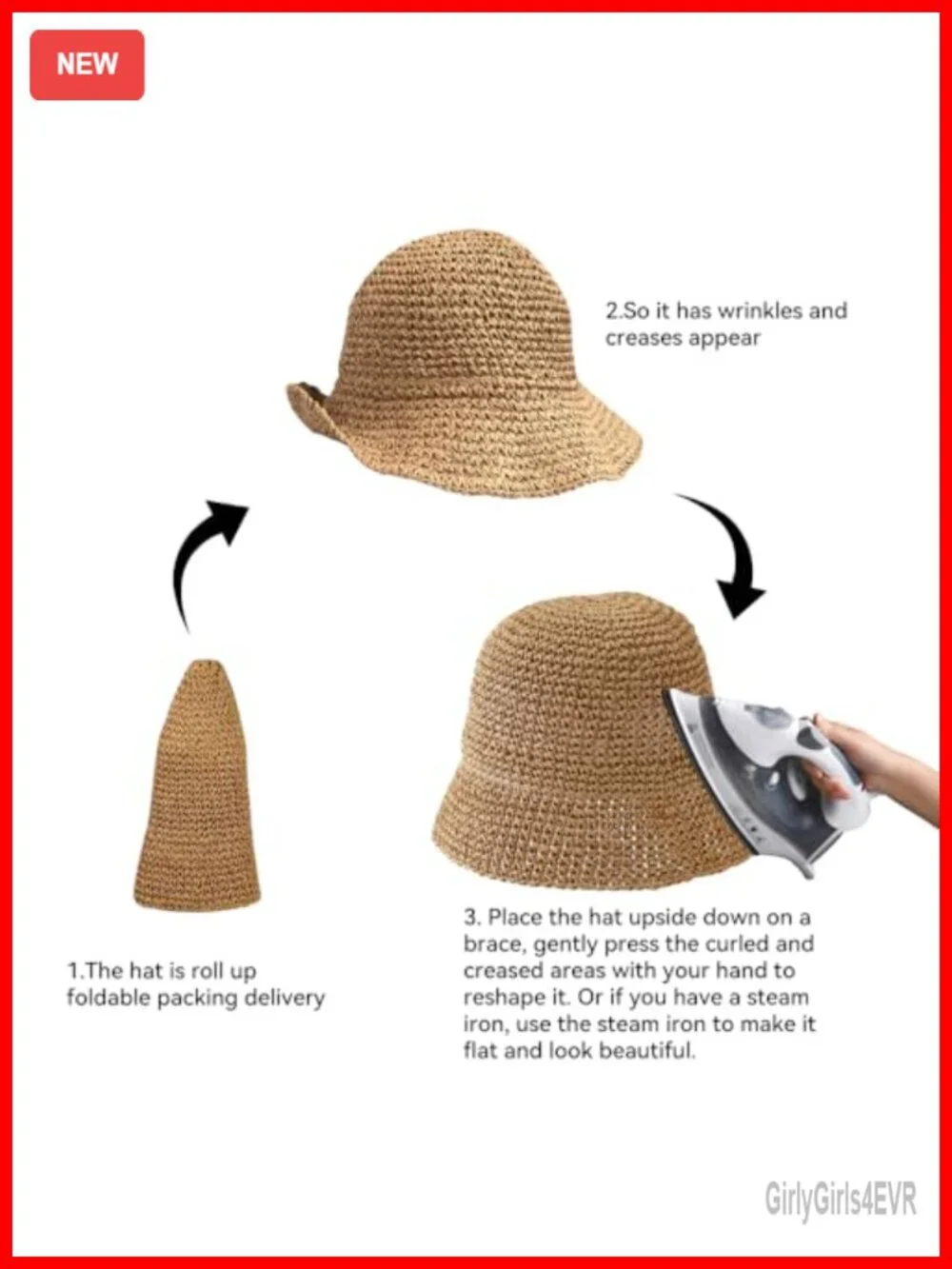 Hand-Woven Packable Beach Bucket Sun Hat with UV Protection